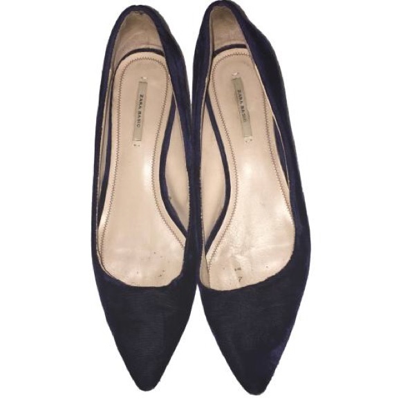🌷Zara Midnight Blue Velvet Chunky Heel Pump 39🌷 - Picture 10 of 13